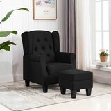  Fotelja od tkanine s tabureom crna | shoptok.hr