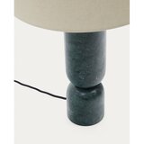 Kave Home Temno zelena/bež marmorna namizna svetilka s tekstilnim senčilom (višina 57 cm) Vex – | Shoptok.si