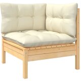 Maison Chic Vrtni kotni kavč - Zunanji kavč s krem blazinami trdna borovina, (22040623) | Shoptok.si