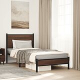Maison Chic Kovinski Posteljni okvir - Enojna postelja - Postelja za odrasle brez vzmetnice rjavi hrast 75x190 cm, (21696142) | Shoptok.si