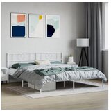 vidaXL Kovinski posteljni okvir z vzglavjem bel 183x213 cm Cene