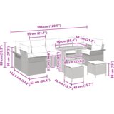  Set vrtnog namještaja sa 10 dijelova s jastučićima Bež Poli ratan Akacija | shoptok.hr