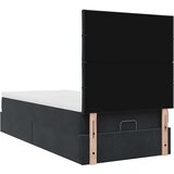 vidaXL Otomanski posteljni okvir z vzmetnicami črn 80x200cm žamet | Shoptok.si