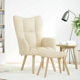  Stolica za opuštanje s tabureom od tkanine krem | shoptok.hr