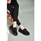 Fox Shoes R820220102 Women's Black Suede Thick Soled Shoes. Cene