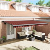 vidaXL Avtomatska retraktibilna tenda - Oranžna in Rjava 500x300 cm Cene