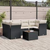 Maison Chic Seti vrtnega pohištva - Vrtna garnitura - Vrtni pohištvo set 7-delna z blazinami črn poli ratan, (21801303) | Shoptok.si