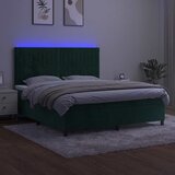  box spring s madracem LED tamnozeleni 180x200 cm baršun | shoptok.hr