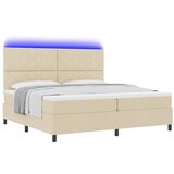  Krevet s opruga kutije s LED trakama Krema 200 x 200 cm tkanina | shoptok.hr