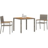  Vrtni set za objed 3 kom. Siva poliratan | shoptok.hr
