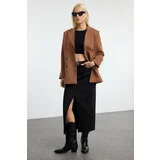 Trendyol Brown Faux Suede Regular Midi Jacket Coat