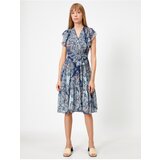 Koton Women's Navy Blue Short Sleeve Sal Patterned Dress | ePonuda.com