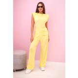 Kesi Włoski Elegant women's set with wide trousers and a ruffled blouse yellow | shoptok.hr