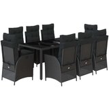  9-dijelni vrtni blagovaonski set s jastucima crni od poliratana | shoptok.hr