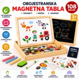  Obojestransko magnetna tabla za otroke, 108 magnetnih elementov, kreda in marker Cene