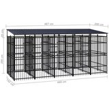 vidaXL Zunanji pasji boks s streho jeklo 9,22 m² | Shoptok.si