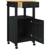  Kuhinjski voziček Črna 88,5 x 40 x 48 cm Masivno borovo les, (5000130943) | Shoptok.si