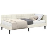  Kutni krevetni okvir s madracem Krema 90 x 190 cm Baršun | shoptok.hr