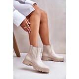 Lewski Shoes Women Slip-On Boots On Flat Heel Leather Light Beige Lewski 3611 Cijene