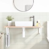  Zidna polica za umivaonik od čelika i masivne hrastovine Smeđa 100 x 50 x 2 cm | shoptok.hr