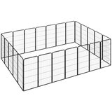  Pasja ograda s 24 paneli črna 50x100 cm prašno barvano jeklo, (20799136) | Shoptok.si