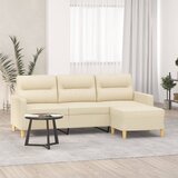 vidaXL Kavč trosed s stolčkom za noge krem 180 cm blago | Shoptok.si