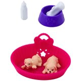 Mini lutka za igru s 2 štenca, krevetom i priborom za hranjenje - 12 cm | shoptok.hr