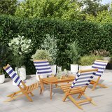 Maison Chic Zložljivi Vrtni Stoli - Stol za vrti 4 kosi modro in belo blago in trden les JS2874, (21875784) | Shoptok.si