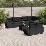  9-dijelni set vrtnih sofa s jastucima crni od poliratana | shoptok.hr