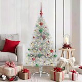 vidaXL Umjetna preddekorirana božićna jelka srebrna 150 cm PET | Shoptok.si