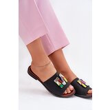 Boto Womens sandals on flat heel with decoration black Clelione | ePonuda.com