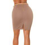 kocula 616-1 High-Waist Fitted Skirt with Belt – Cappuccino | shoptok.hr