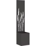 vidaXL Vrtno korito z dekorativno ploščo Črna 32 x 140 cm Mnogi jeklo | Shoptok.si