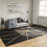 vidaXL Perivi tepih crno-zlatni 190 x 300 cm protuklizni | shoptok.hr