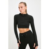 Trendyol black zipper camisole crop sport blouse Cene