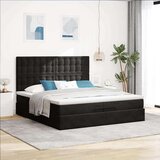 vidaXL Otomanski posteljni okvir z vzmetnicami črn 200x200cm žamet | Shoptok.si