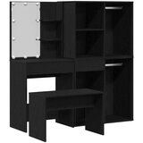 vidaXL set toaletnog stola s LED-om Crni hrast Inženjersko drvo, LED toaletni stol, crni hrast, 60x40x140 cm, izrađen od inženjerskog drveta, Crni hrastovani kozmetički ormar 80x40x75 cm izrađen od inženjerskog drveta, Crni hrastovni kozmetički ormar - 80x40x65 cm, izrađen od inženjerskog drveta, toaletna stolica crnog hrasta 70x35x45 cm izrađena od inženjerskog drveta | shoptok.hr