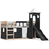 vidaXL Pograd s toboganom in zavesami bel in črn 90x200 cm | Shoptok.si