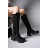 Riccon Faevuth Women's Long Stetch Boots 0012217 Black Leather