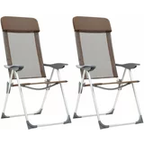  Sklopive stolice za kampiranje 2 kom smeđe aluminijske