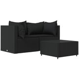 Maison Chic Seti vrtnega pohištva - Vrtna garnitura - Vrtni pohištvo set 3-delna z blazinami črn poli ratan, (21809197) | Shoptok.si
