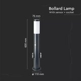  Spoljna lampa sa senzorom i 2 SCHUKO utičnicama 1xE27/60W/230V IP44 60cm crna | Eponuda.com