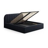 Windsor & Co Sofas Temno modra oblazinjena zakonska postelja s prostorom za shranjevanje z letvenim dnom 160x200 cm Juno – | Shoptok.si