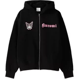 Bershka Sweater majica grafit siva / roza / crna / bijela