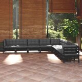 The Living Store Vrtna sedežna garnitura 9-delna z blazinami črna trdna borovina - Vrtna Sedežna Garnitura, (21480736) | Shoptok.si