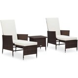Maison Chic Seti vrtnega pohištva - Vrtna garnitura - Vrtni pohištvo set z blazinami 3-delna poli ratan rjava, (21808147) | Shoptok.si