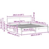  Krevetna konstrukcija Prirodna 200 x 200 cm Čvrsto borovo drvo | shoptok.hr