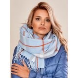 Fashion Hunters Light blue checked scarf with fringes | Shoptok.si