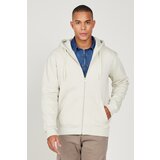 AC&Co / Altınyıldız Classics Men's Beige Standard Fit Regular Fit Inner Fleece 3 Thread Hooded Zipper Sweatshirt Jacket Cene