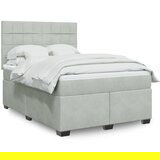 vidaXL Box spring postelja z vzmetnico svetlo siva 160x200 cm žamet | Shoptok.si